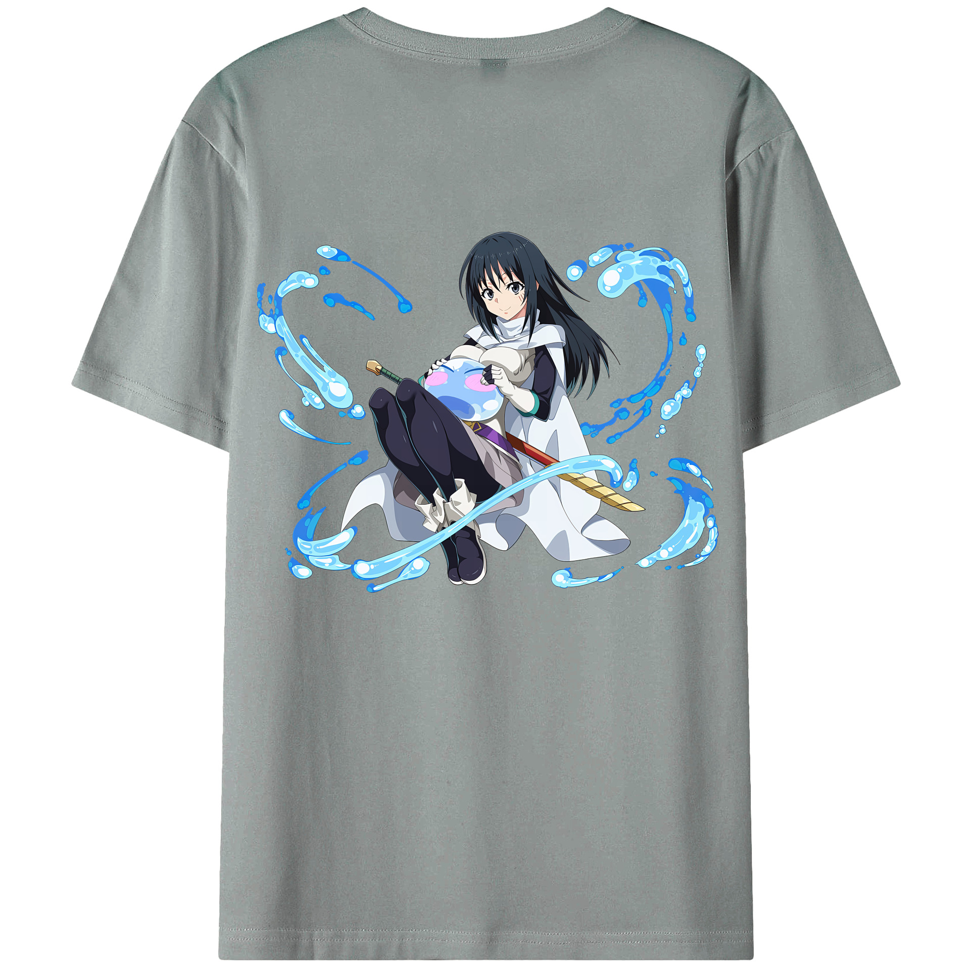 （画像用） 転スラ Regarding Reincarnated to Slime 綿100％ メンズ半袖Tシャツ（バックプリント） 通気性